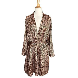 MORGAN TAYLOR Intimates Silky Animal Print Wrap Robe Layer Topper Jacket Size XL